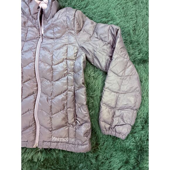 Marmot 800 Fill Down Puffer Jacket Youth S Gray Coat Full Zip Warm Bubble Hike - Picture 5 of 8